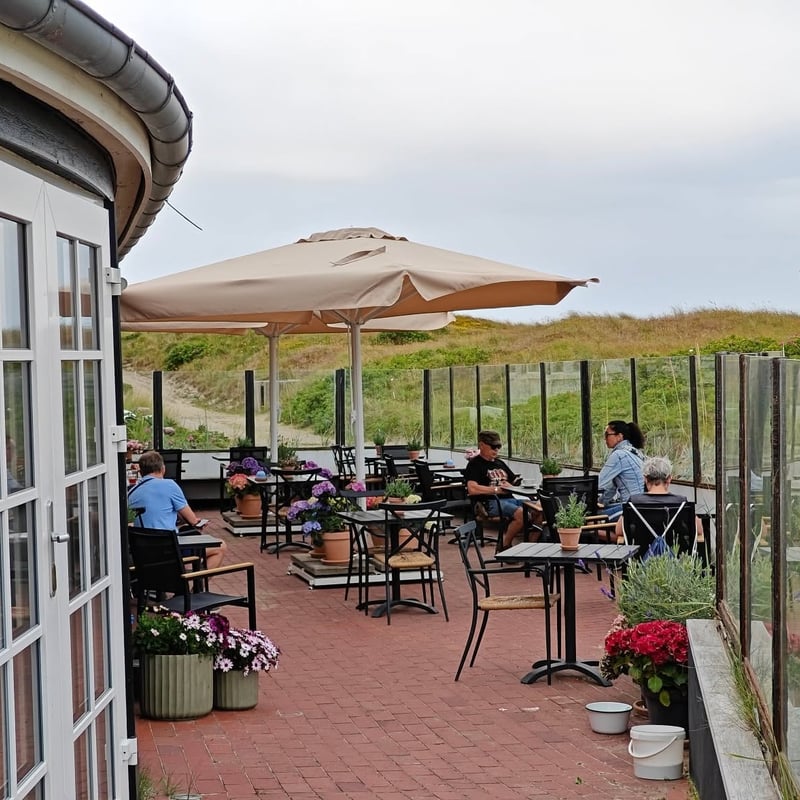 Udendørs terrasse ved Fanø Chokolade Café